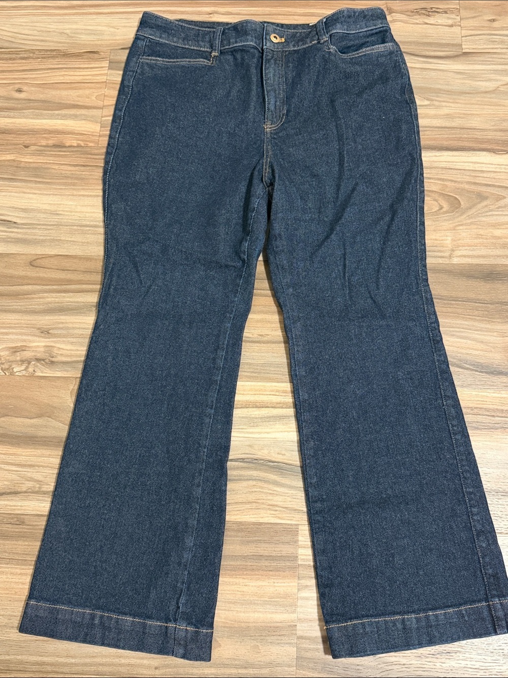 Talbots Flare Jean Women’s Petite 12P Pockets High Rise Dark Wash Boho Chic